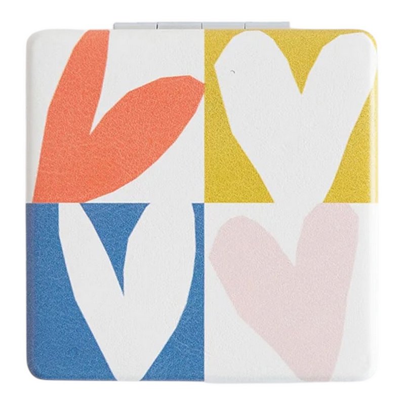 Caroline Gardner Square Pocket Mirror Multi Checkmate Hearts PKM160 front