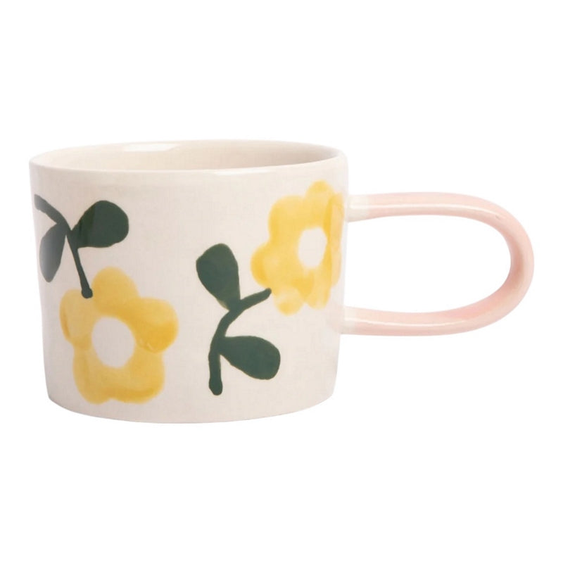 Caroline Gardner Yellow Flower Print Ceramic Mug MGG113 front