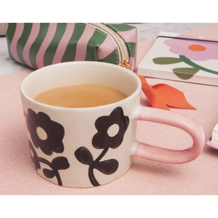 Caroline Gardner Mono Floral Ceramic Mug MGG105 lifestyle