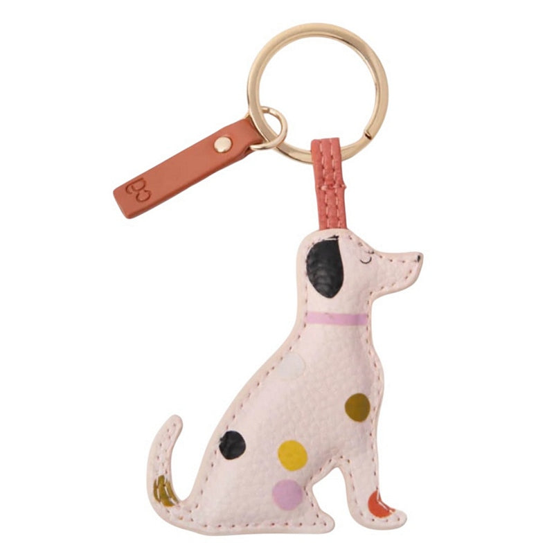 Pale Pink Dotty Labrador Dog Keyring