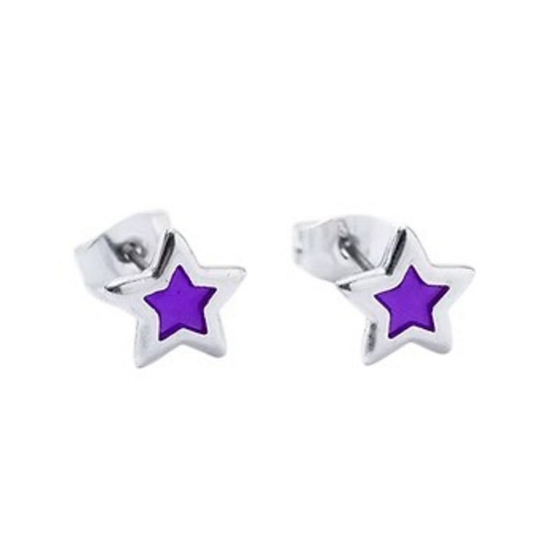 Carrie Elspeth Jewellery ES071 Purple Translucent Silver Star Stud Earrings main