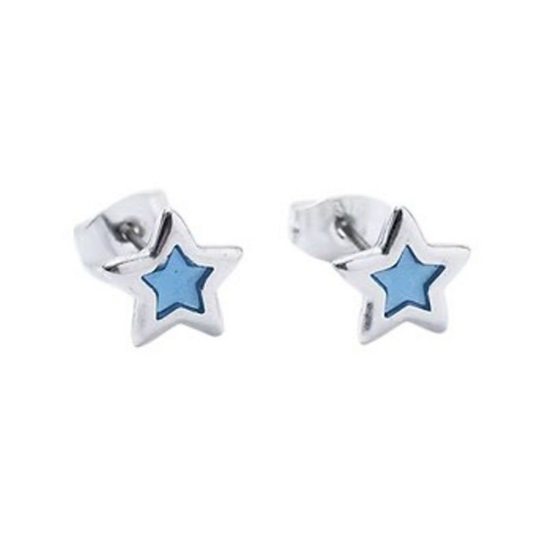 Carrie Elspeth Jewellery ES073 Light Blue Translucent Silver Star Stud Earrings main