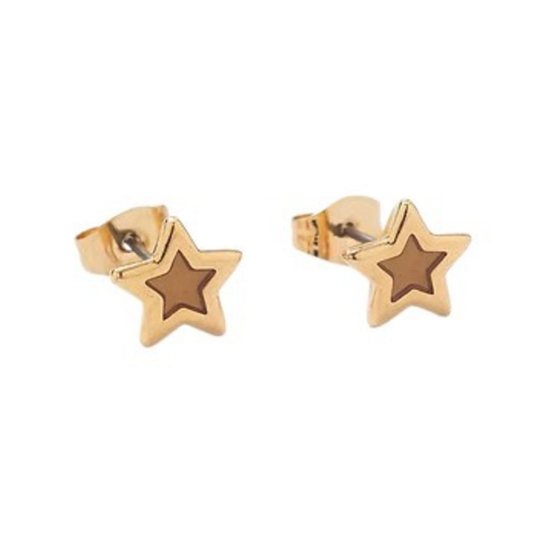 Carrie Elspeth Jewellery Honey Translucent Gold Star Stud Earrings main