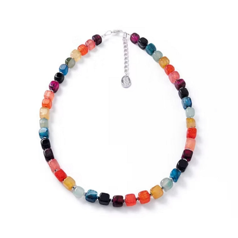 Carrie Elspeth Jewellery N1891 Rainbow Agate Cubes Full Necklace front