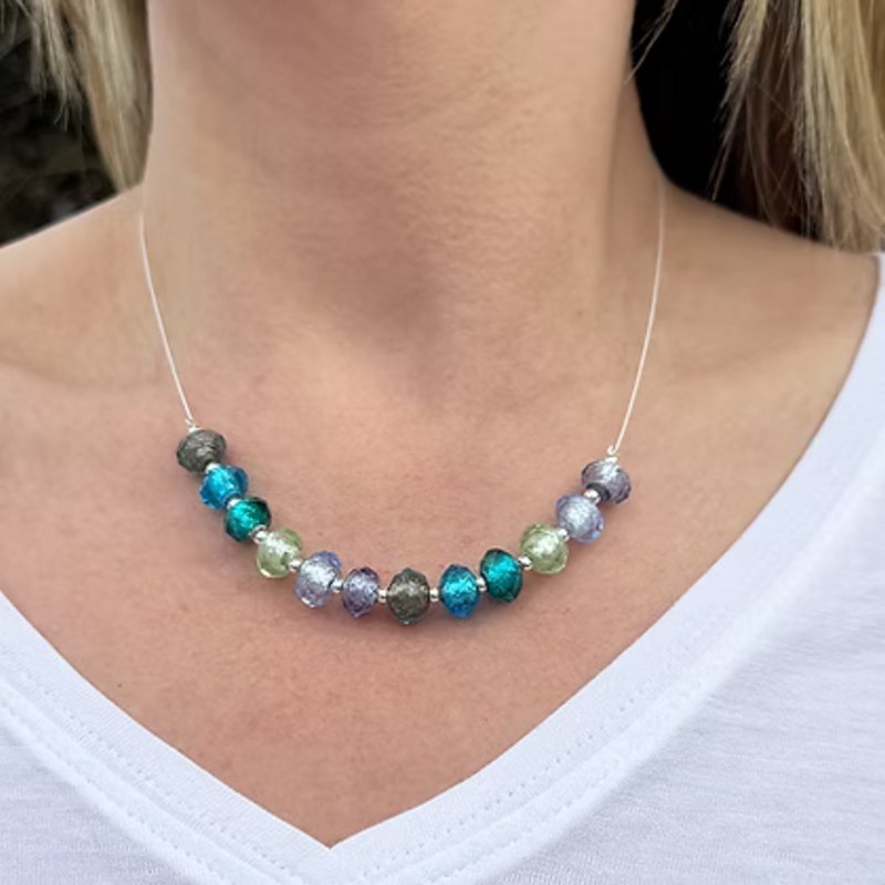 Carrie Elspeth Jewellery N1933 Kingfisher Radiance Links Necklace model