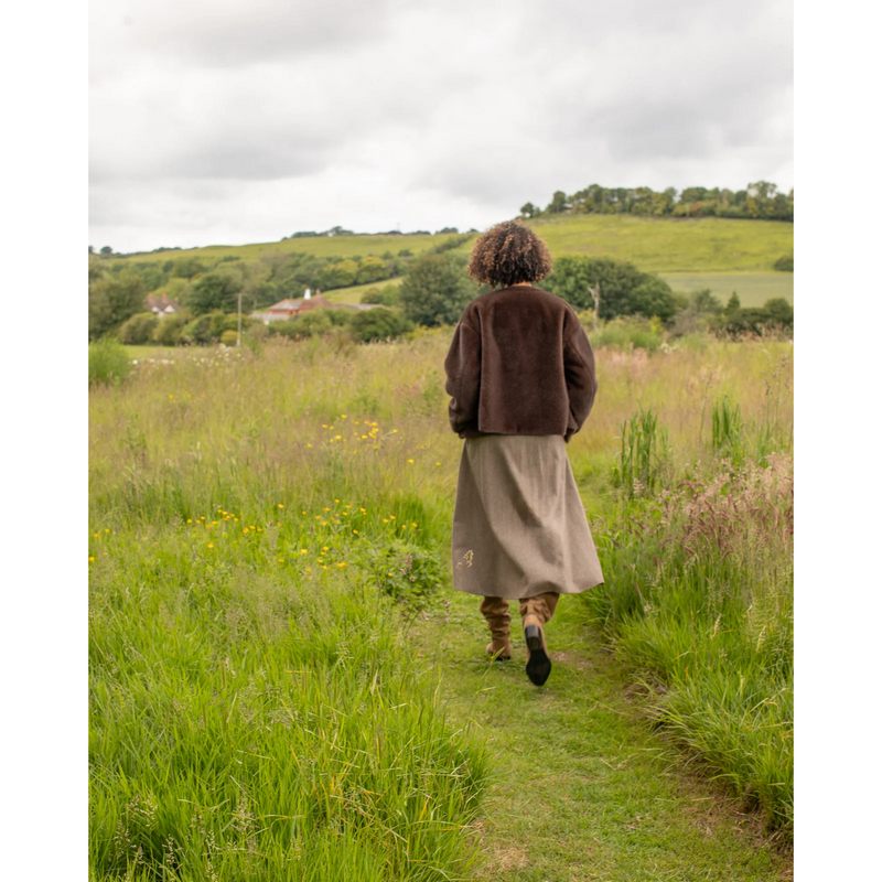 Chalk Clothing Delilah Coat Cappuccino on model lifestyle rear