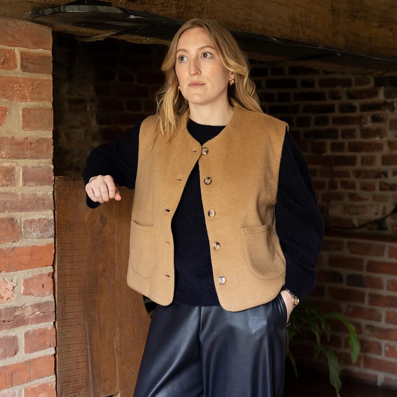 Chalk Clothing Demi Gilet Camel on model lifestyle