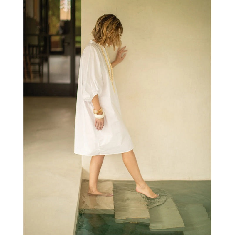 Chalk Clothing Dora Cotton Dress White One Size on model lifestyle 1