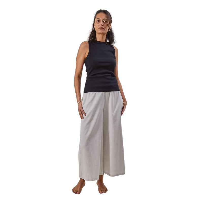 Chalk Clothing Ellen Ribbed Vest Top Navy on model front 2