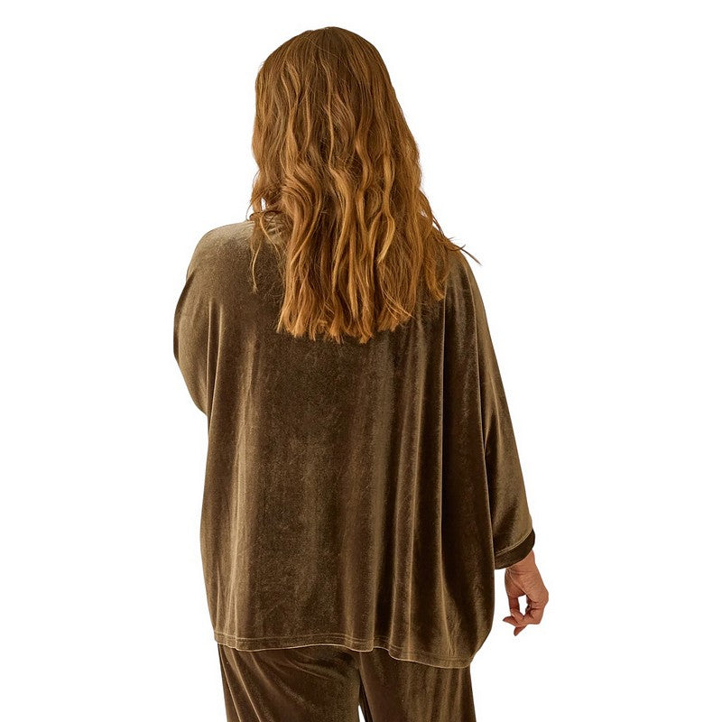 Chalk Clothing Erin Velour Top Truffle One Size on model rear