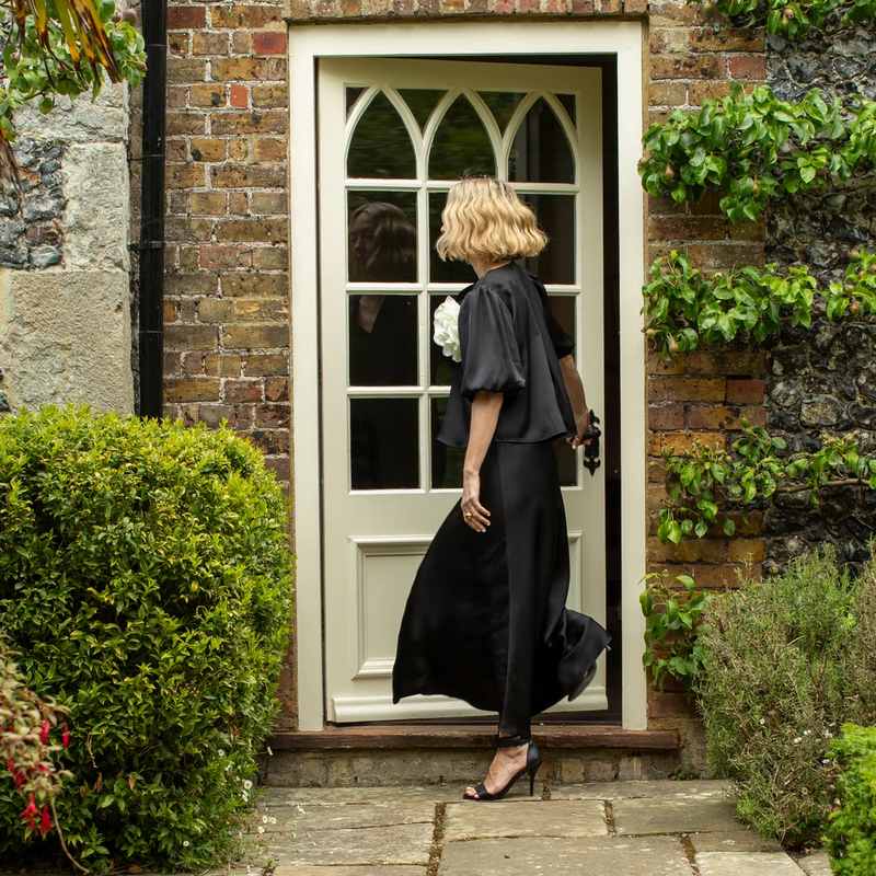 Chalk Clothing Gina Skirt Black on model lifestyle side