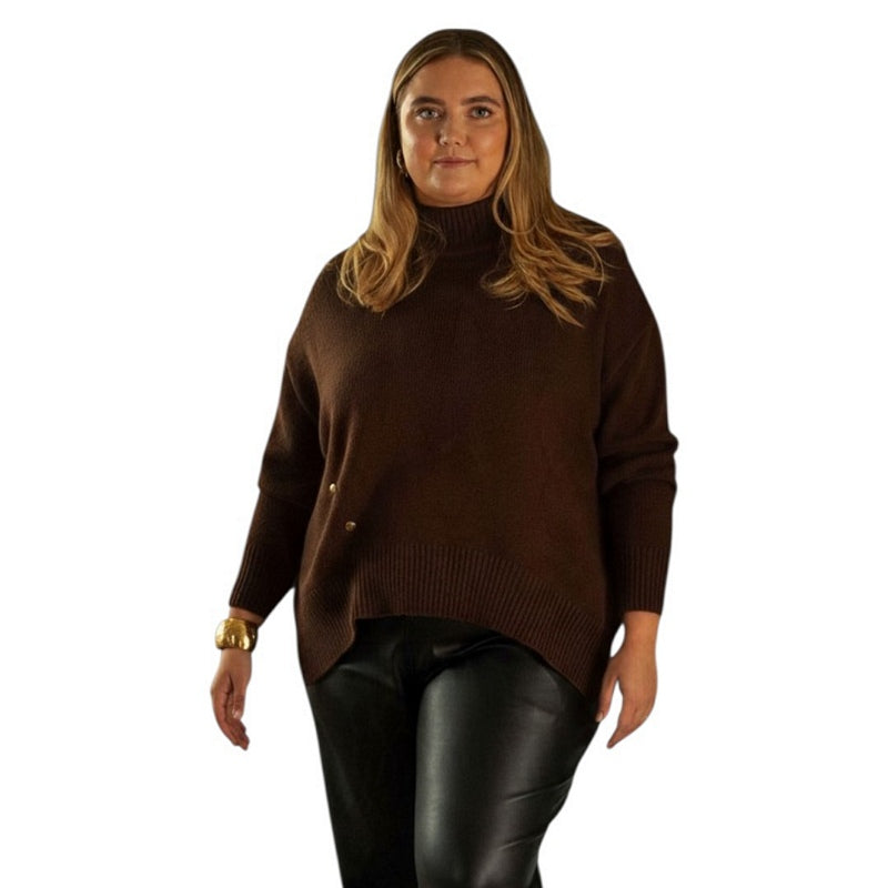 Chalk Clothing Harper Jumper in Coffee 5056482834249 model front