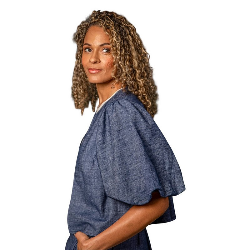 Chalk Clothing Jessica Jacket Dark Denim One Size on model side