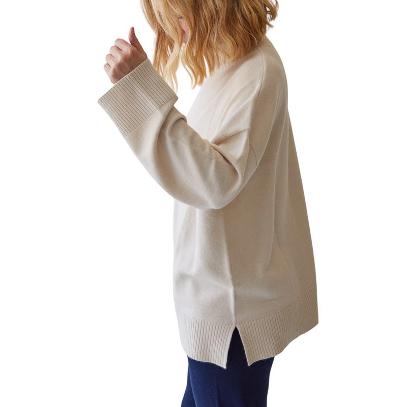 Chalk Clothing Lyndsey Jumper Stone on model side