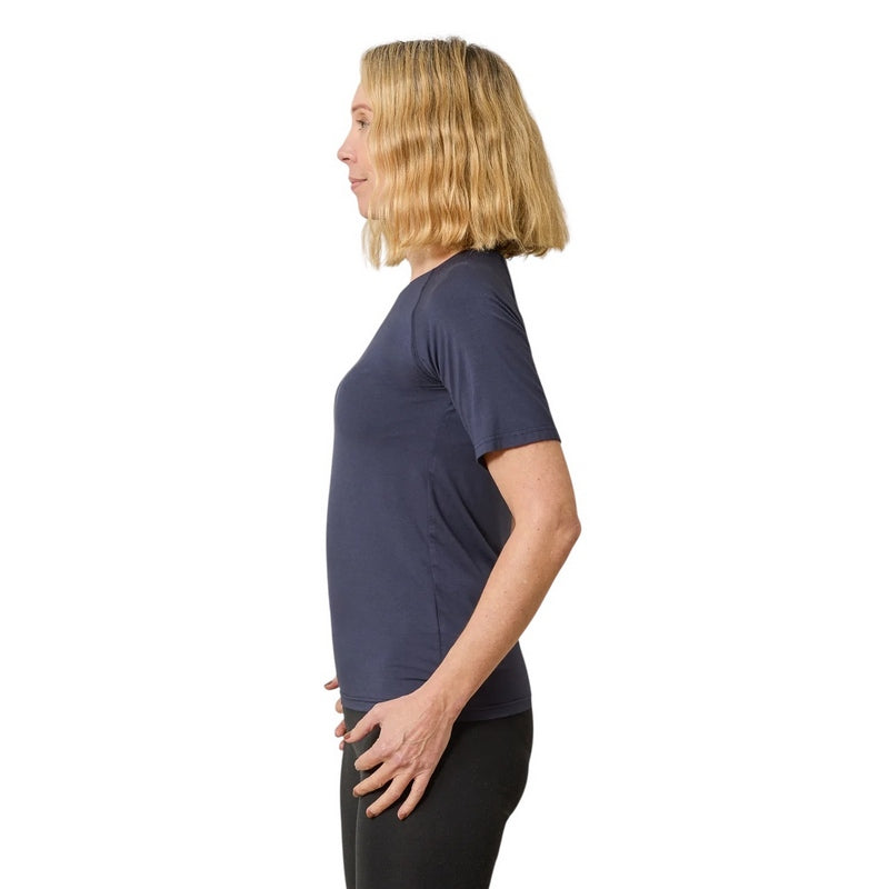 Chalk Clothing Maddie Top Navy on model 1 side