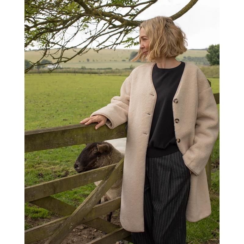 Chalk Clothing Maggie Coat Cream One Size on model lifestyle