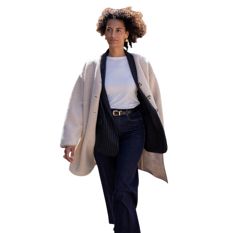 Chalk Clothing Maggie Coat Cream One Size on model open