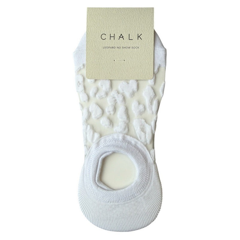 Chalk Clothing No-Show Leopard Patterned Cotton Socks White