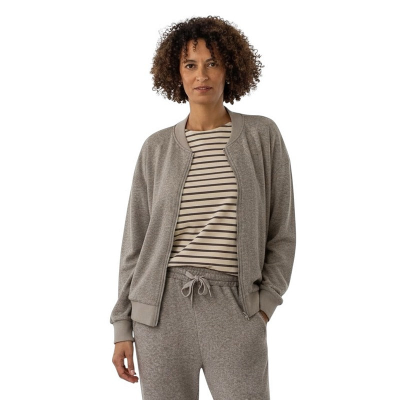 Chalk Clothing Orla Zip-up Top Mole on model front