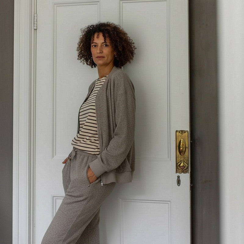 Chalk Clothing Orla Zip-up Top Mole on model lifestyle 2