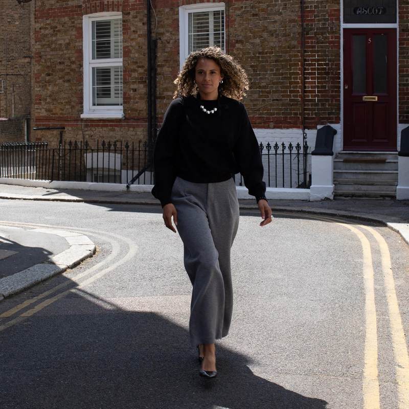 Chalk Clothing Regan Trouser Marl Grey on model lifestyle