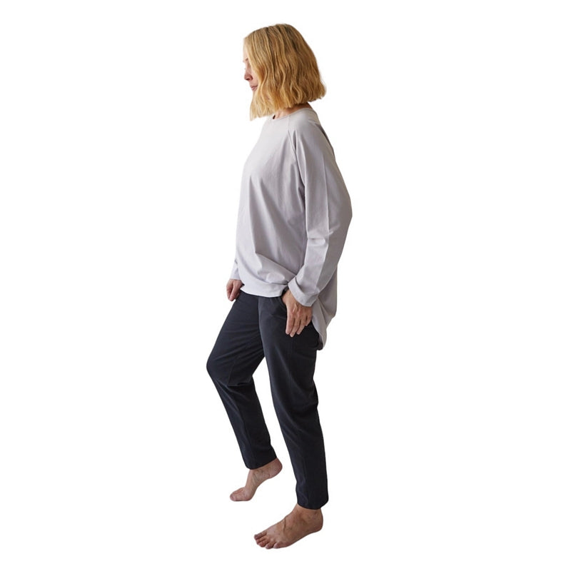 Chalk Clothing Robyn Organic Cotton Jersey Top in Dove Grey on model side