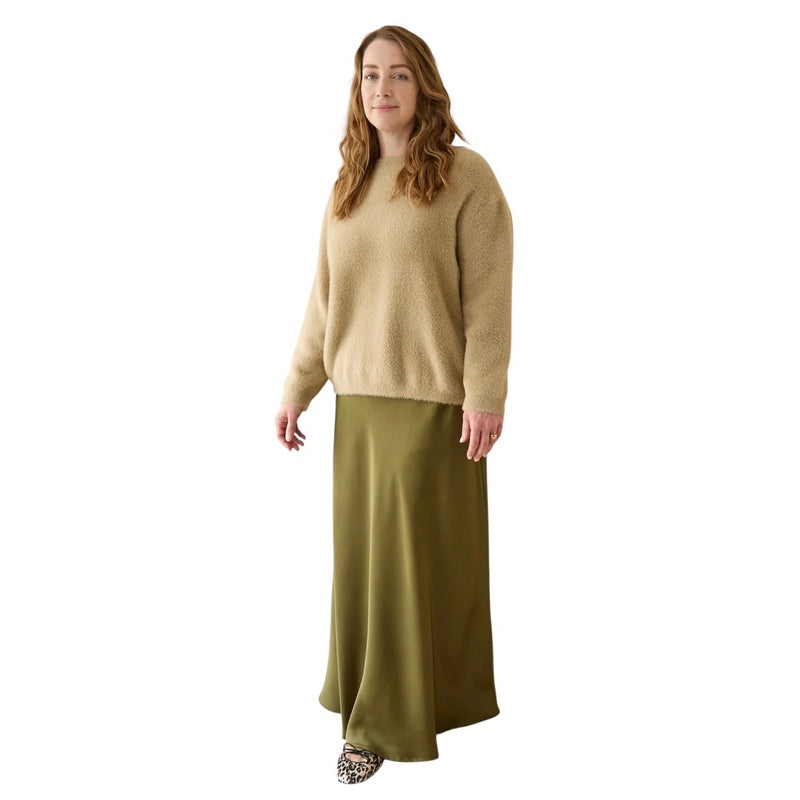 Chalk Clothing Ruby Jumper Light Tan on model front