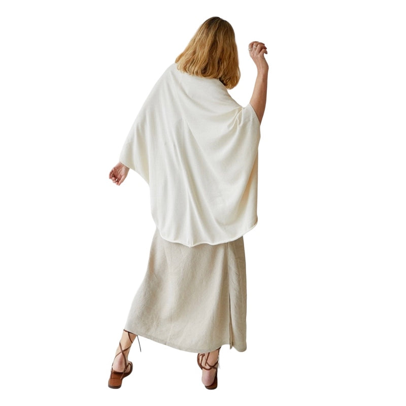 Chalk Clothing Sam Cotton Shawl in Cream on model back