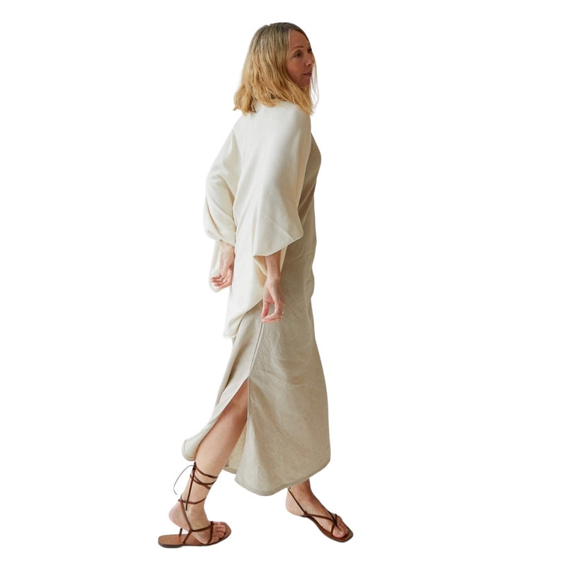 Chalk Clothing Sam Cotton Shawl in Cream on model side