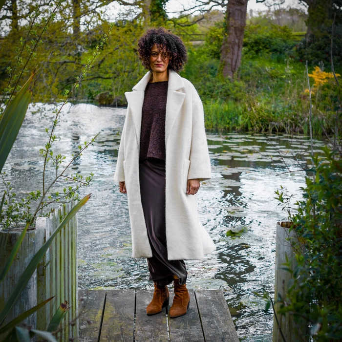 Chalk Clothing Sienna Coat Light Beige One Size on model lifestyle