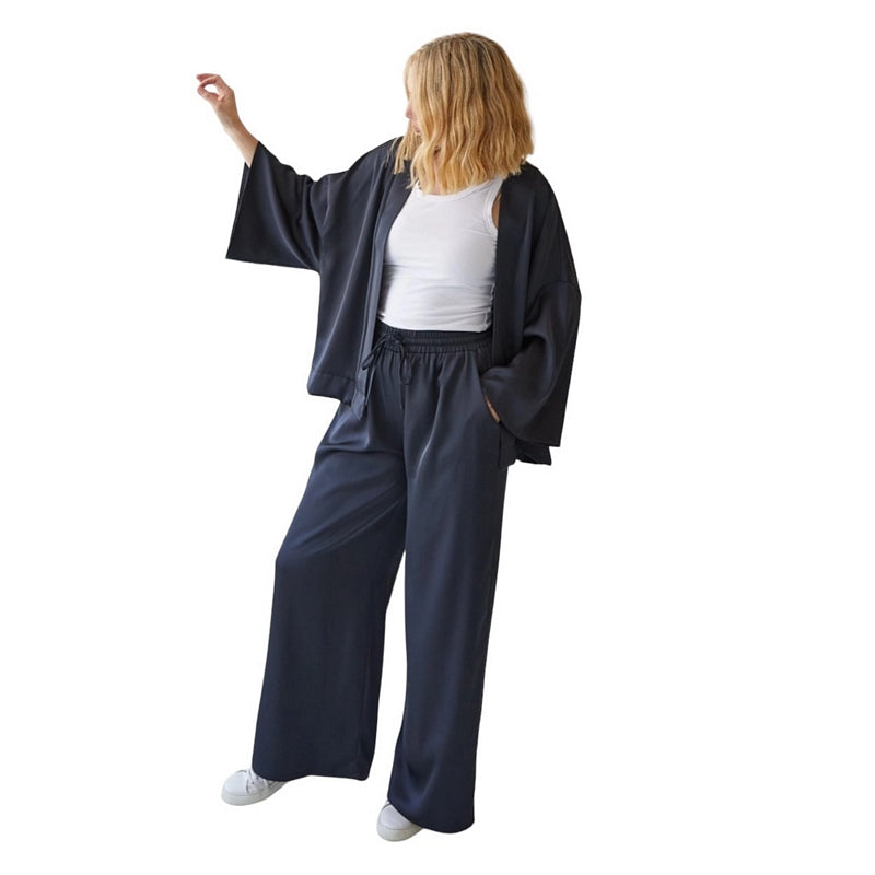 Chalk Clothing Thea Pant in Gun Metal One Size on model open top