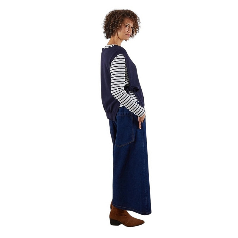 Chalk Clothing Tiff Tabard Navy on model other side