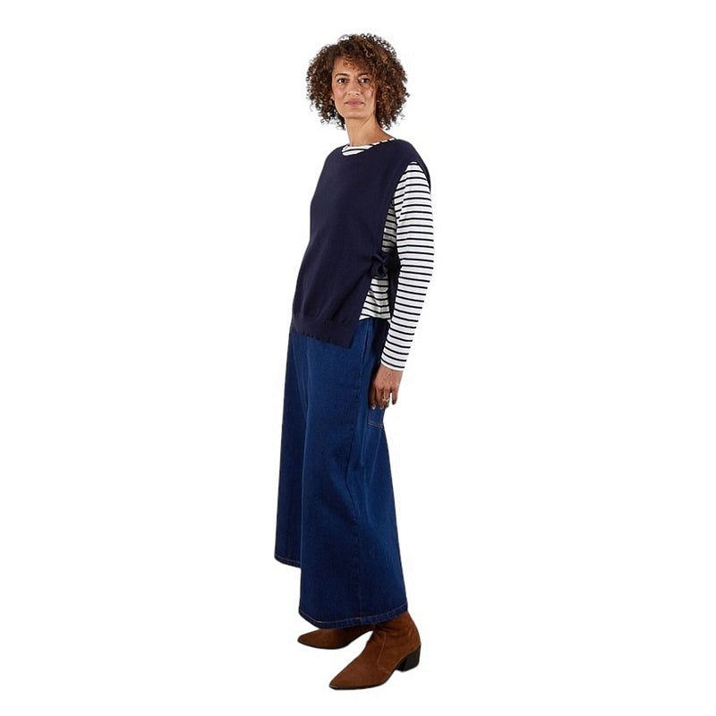 Chalk Clothing Tiff Tabard Navy on model side
