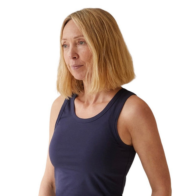 Chalk Clothing Toni Cotton Vest Top Navy on model front