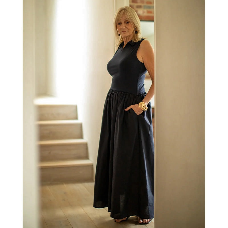 Chalk Clothing Tracey Dress Navy One Size on model lifestyle 1