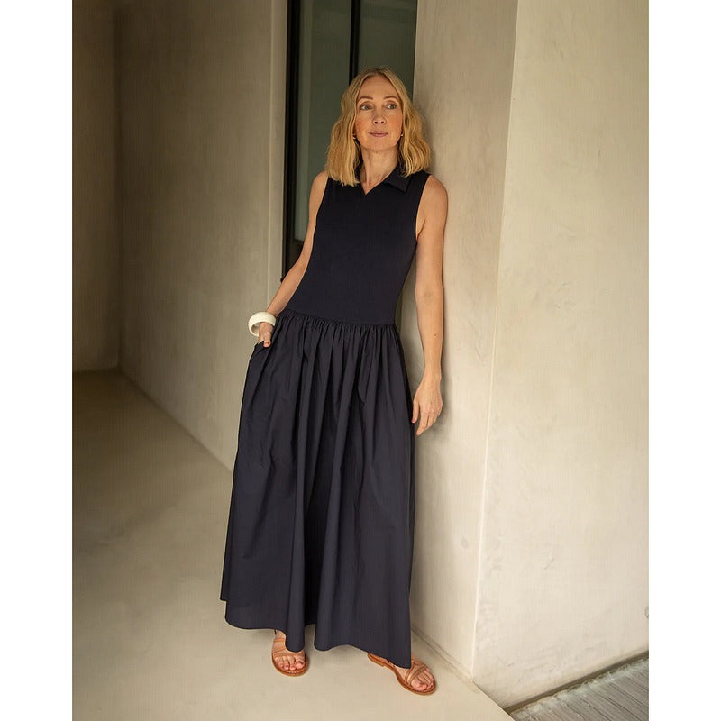 Chalk Clothing Tracey Dress Navy One Size on model lifestyle 2
