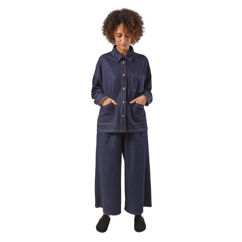 Chalk Clothing UK Armelle Trousers Denim Chambray on model front