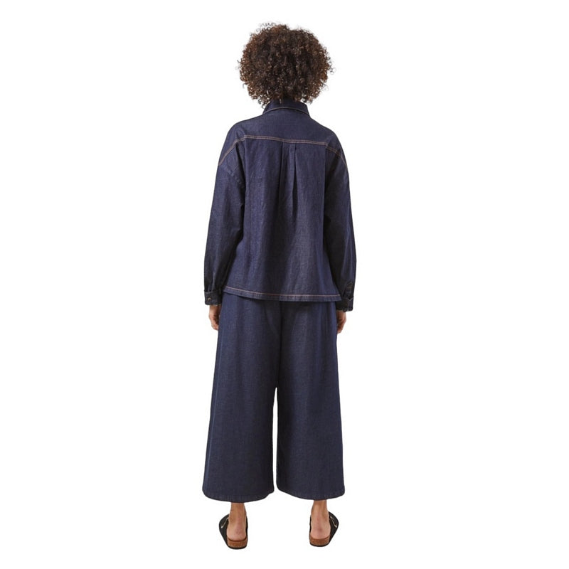 Chalk Clothing UK Armelle Trousers Denim Chambray on model rear