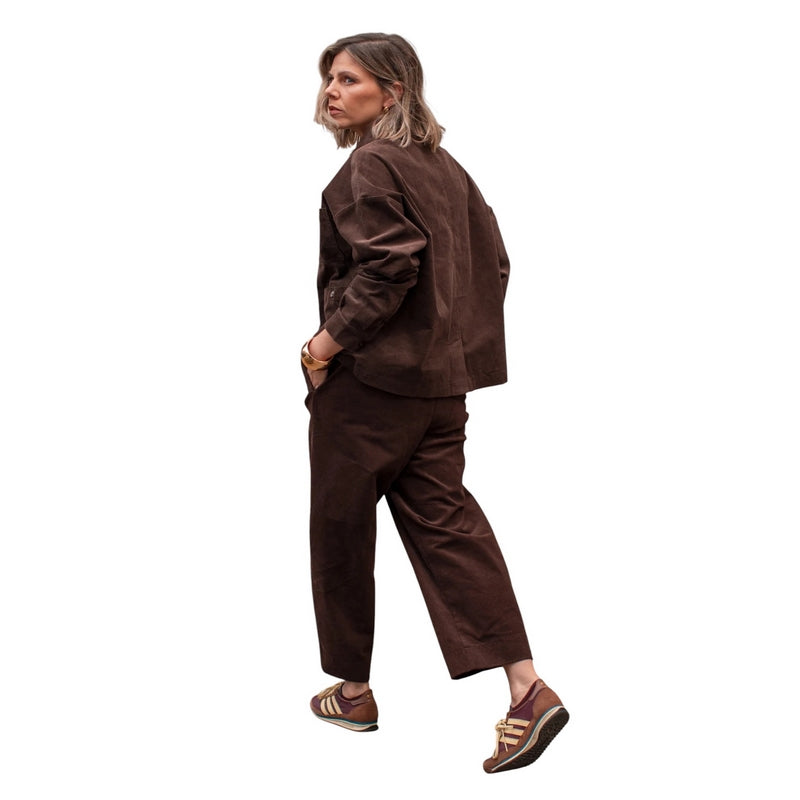 Chalk Clothing UK Kelly Cord Trousers Warm Chocolate on model rear