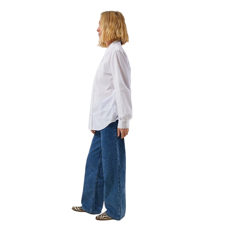 Chalk Clothing UK Lisa Shirt in White on model side