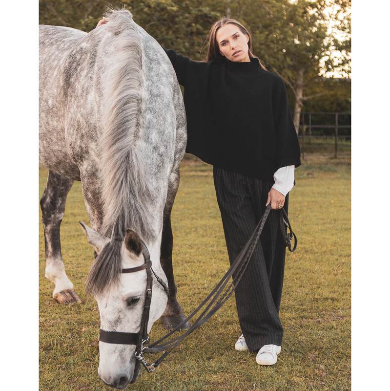 Chalk Clothing Vicki Cotton Jumper Black on model lifestyle 2