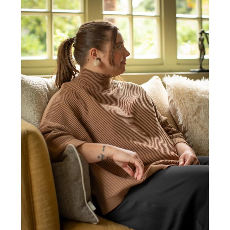 Chalk Clothing Vicki Cotton Jumper Dark Tan on model lifestyle 1