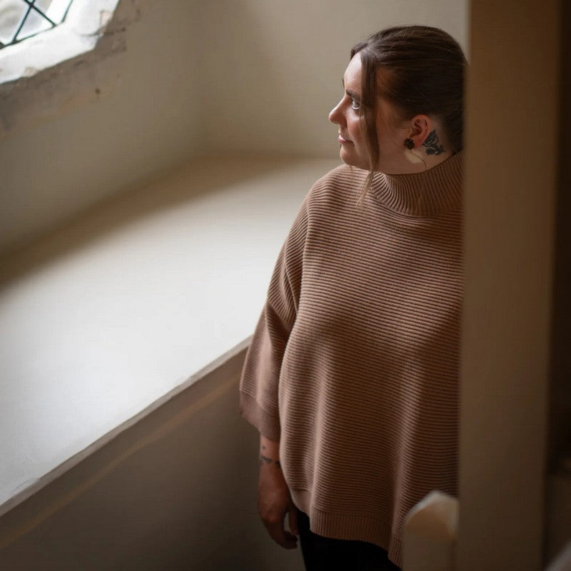 Chalk Clothing Vicki Cotton Jumper Dark Tan on model lifestyle 2