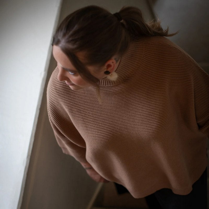 Chalk Clothing Vicki Cotton Jumper Dark Tan on model lifestyle 3