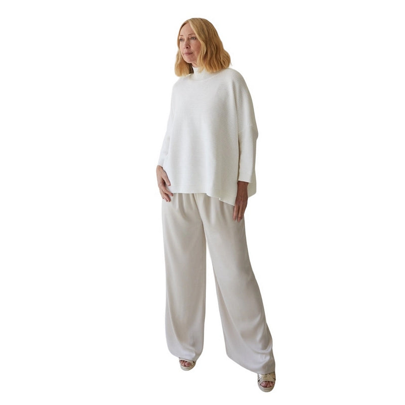 Chalk Clothing Vicki Ribbed Cotton Jumper in Ivory on model front