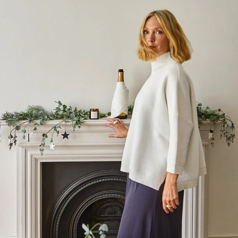 Chalk Clothing Vicki Ribbed Cotton Jumper in Ivory on model lifestyle