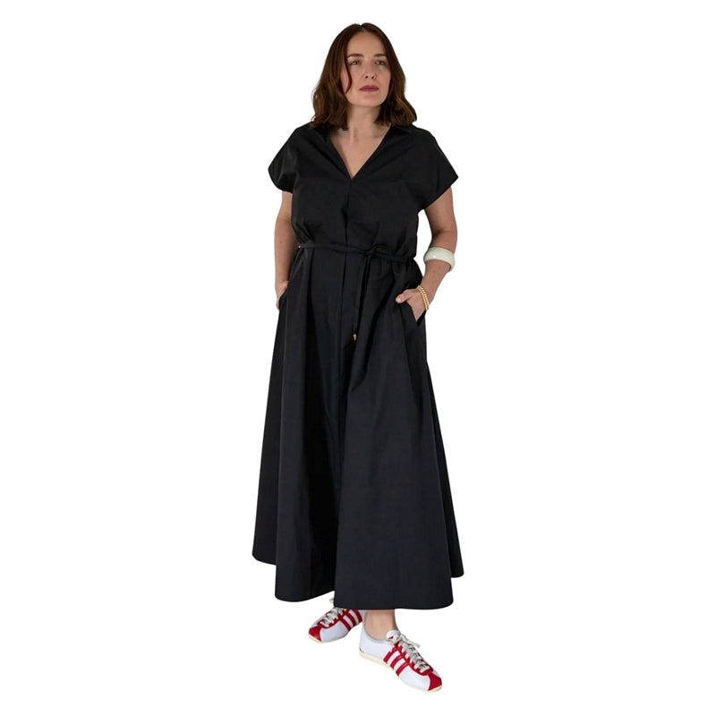 Chalk UK Clothing Alana V-neck Dress Black on model front