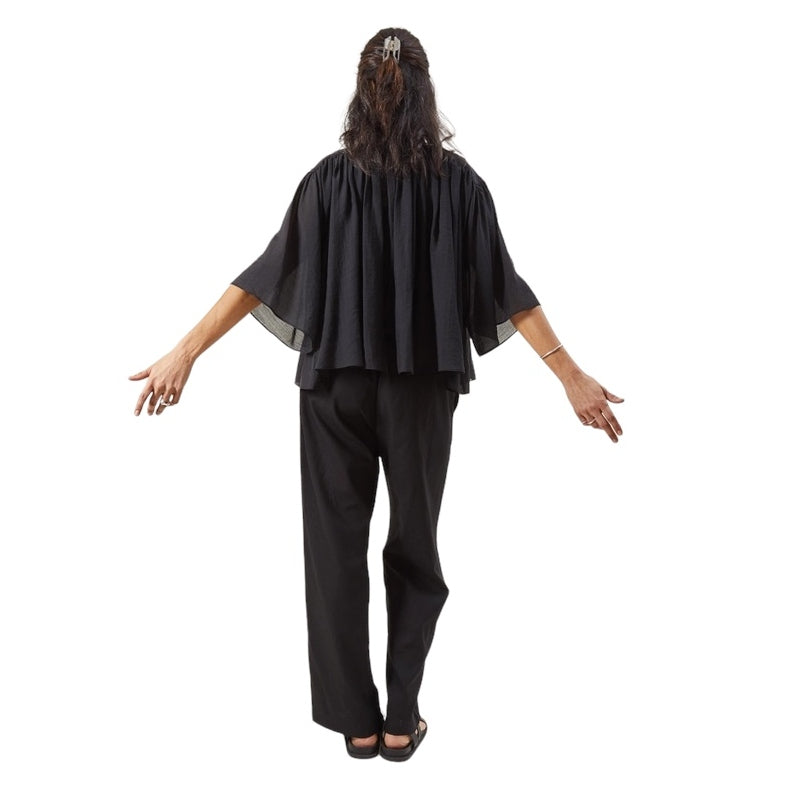 Chalk UK Clothing Alice Shirt Black on model rear