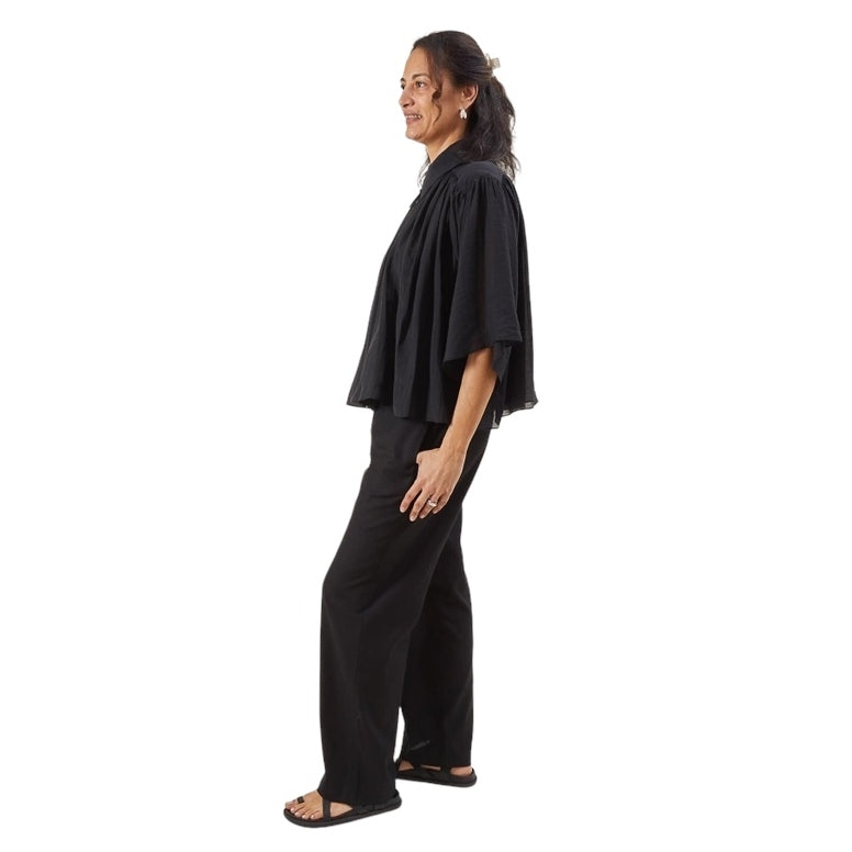 Chalk UK Clothing Alice Shirt Black on model side