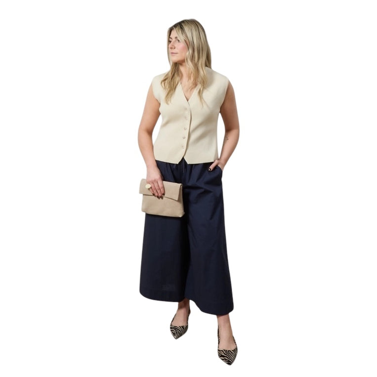 Chalk UK Clothing Carrie Culottes Navy One Size on model 2